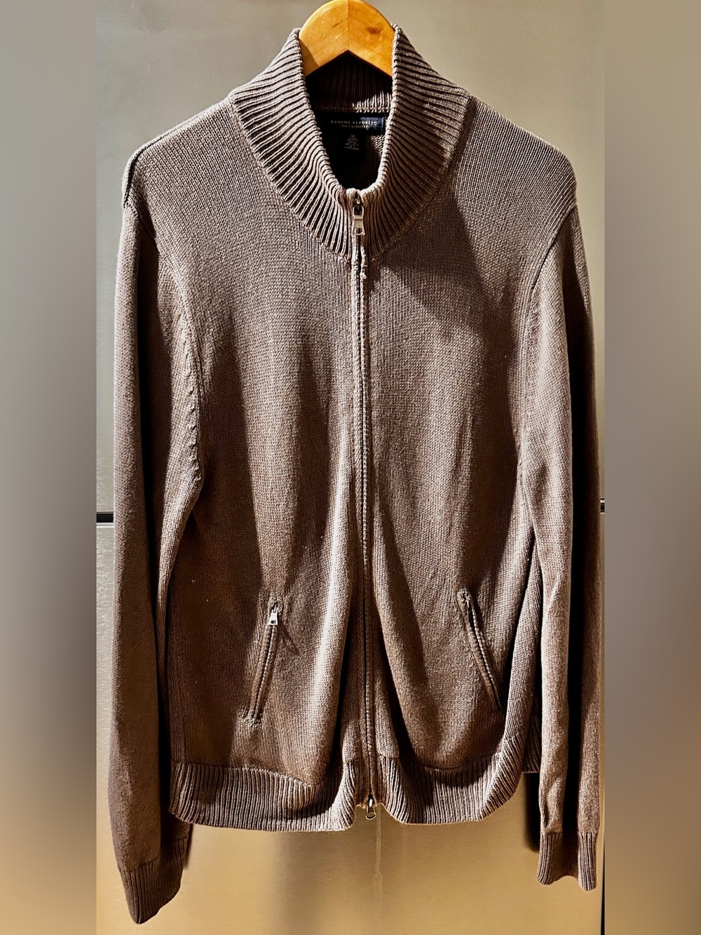 Banana Republic M Silk Cashmere Full Zip Sweater Jacket Brown